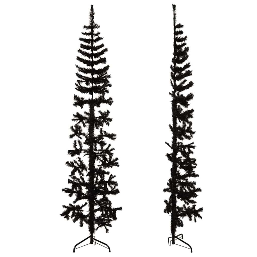 Artificial Half Christmas Tree Black PVC, Steel Extra Tall