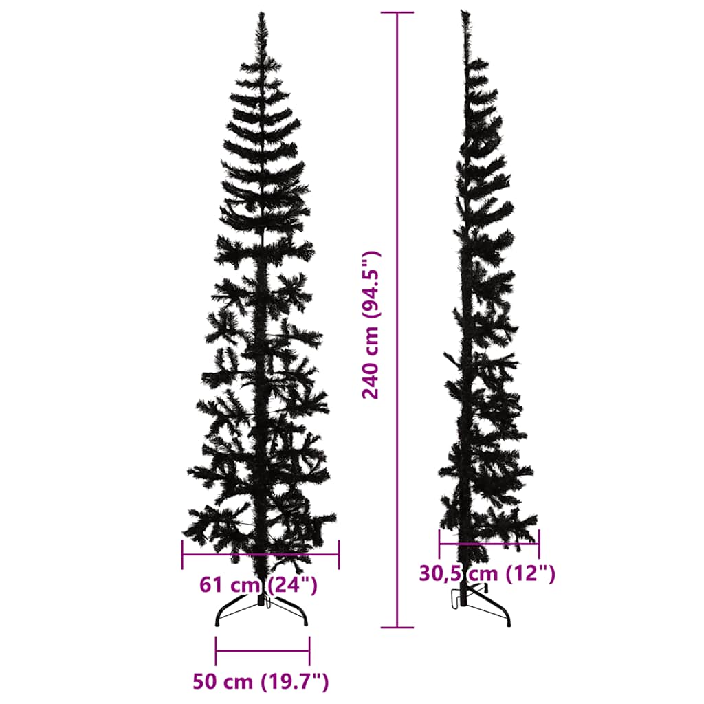 Artificial Half Christmas Tree Black PVC, Steel Extra Tall