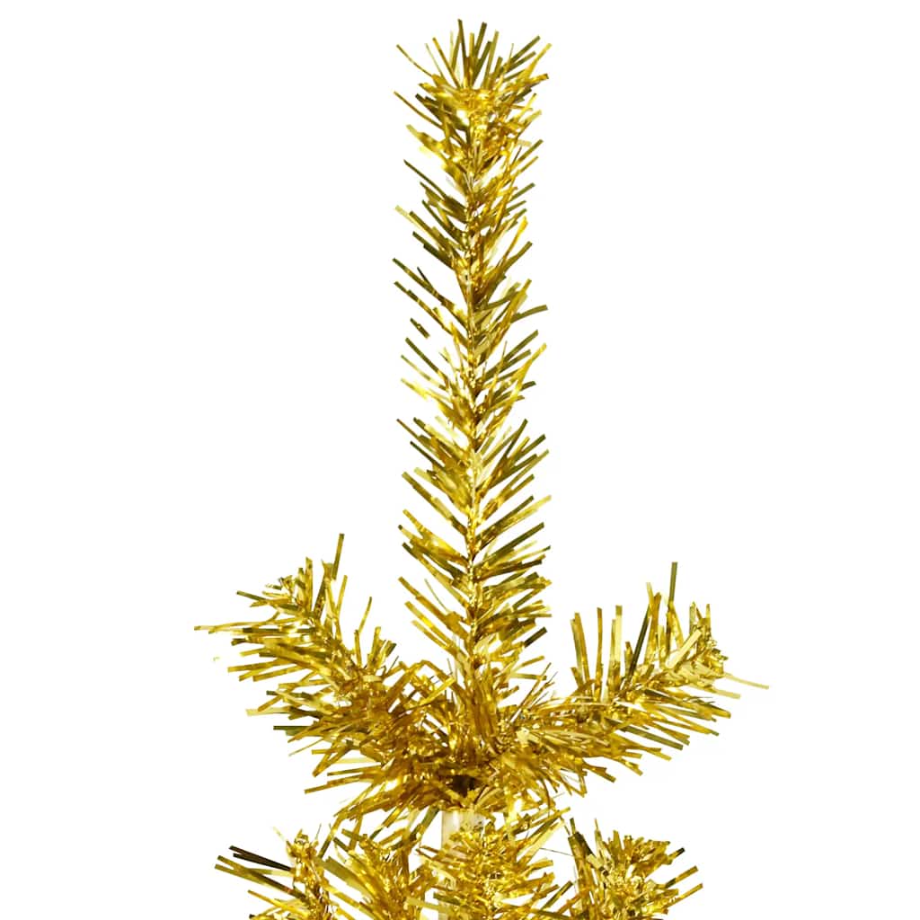 Artificial Half Christmas Tree Gold PVC, Steel Slim, Space-Saving
