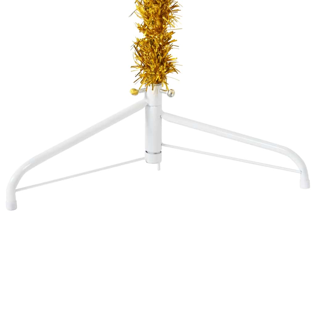 Artificial Half Christmas Tree Gold PVC, Steel Slim, Space-Saving