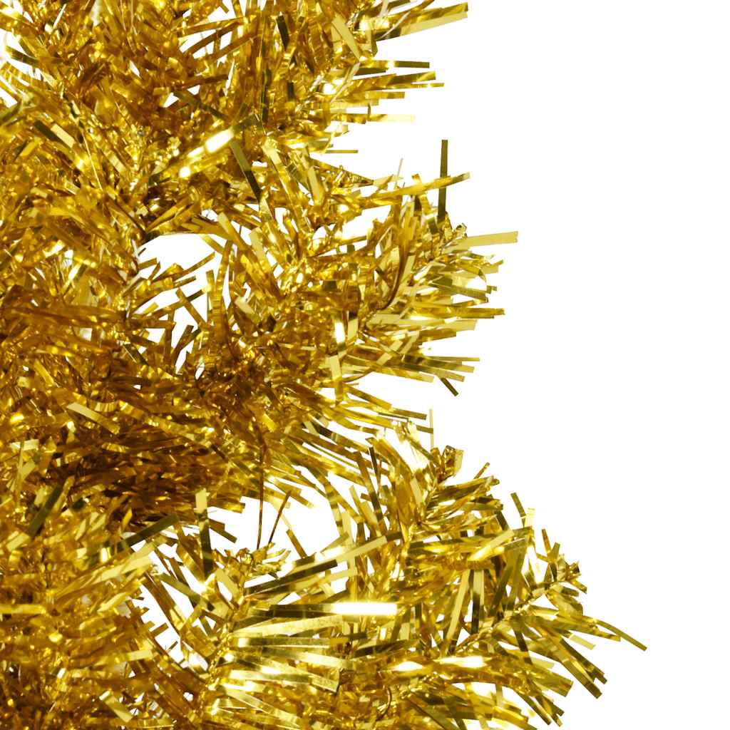 Artificial Half Christmas Tree Gold PVC, Steel Slim, Space-Saving
