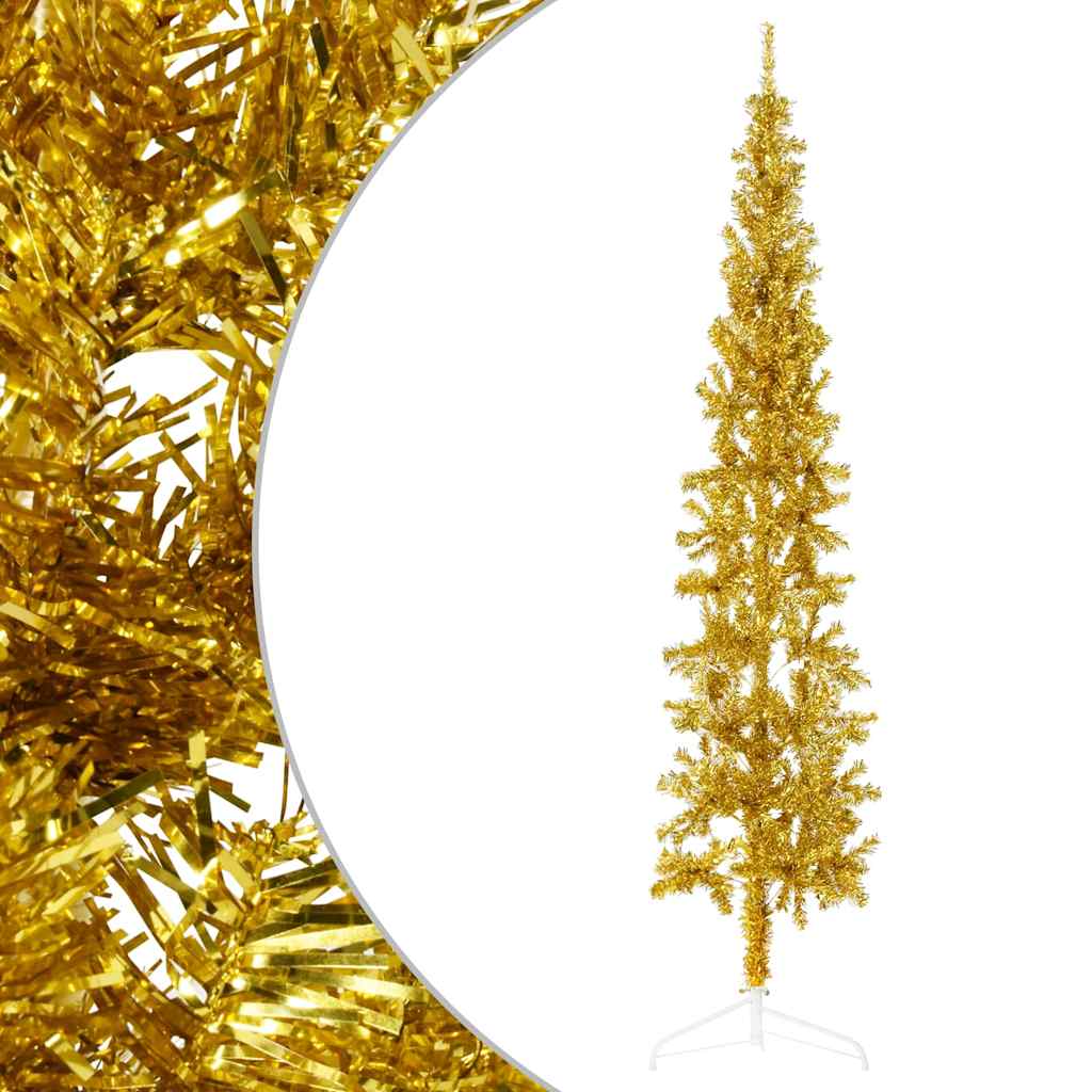 Artificial Half Christmas Tree Gold PVC, Steel Tall