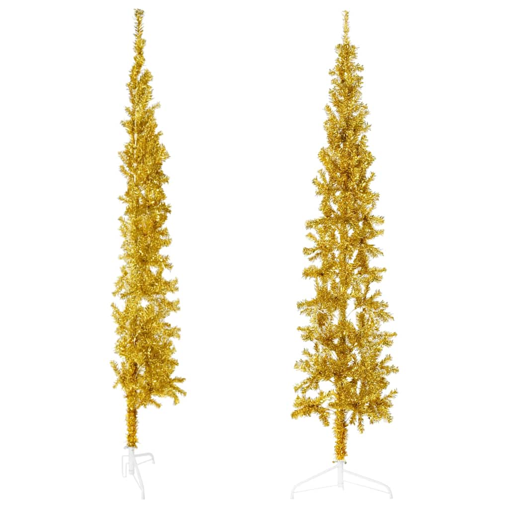 Artificial Half Christmas Tree Gold PVC, Steel Tall
