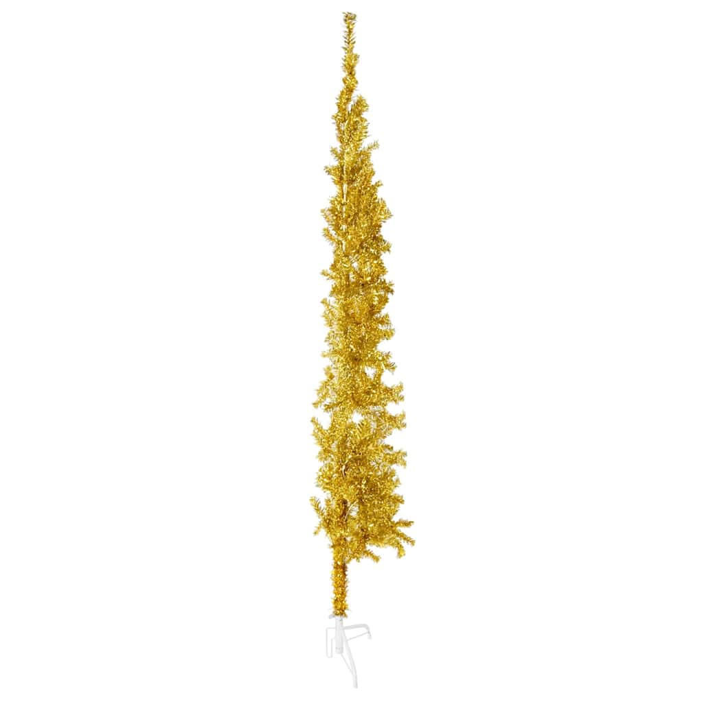 Artificial Half Christmas Tree Gold PVC, Steel Tall