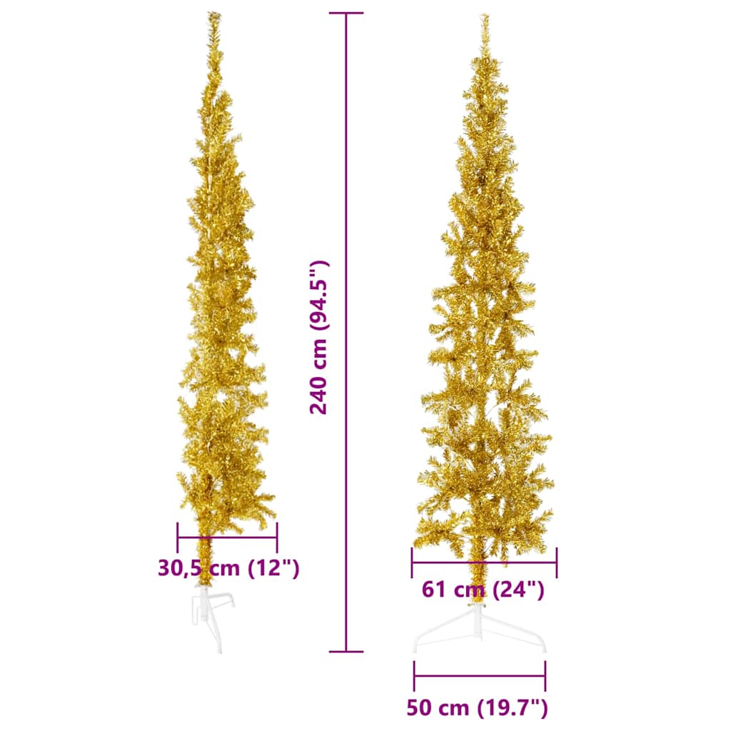 Artificial Half Christmas Tree Gold PVC, Steel Tall