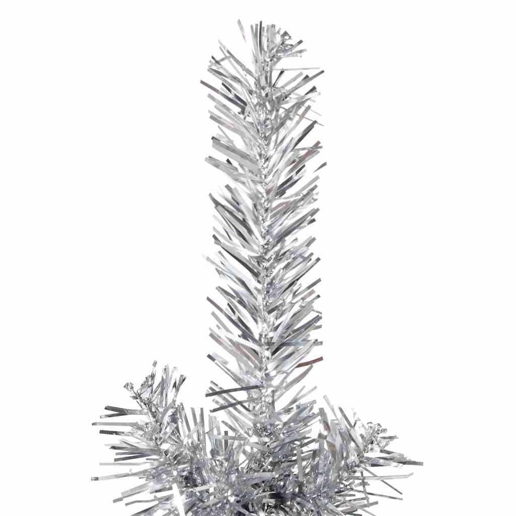 Artificial Half Christmas Tree Silver PVC, Steel Slim, 59.1 in tall