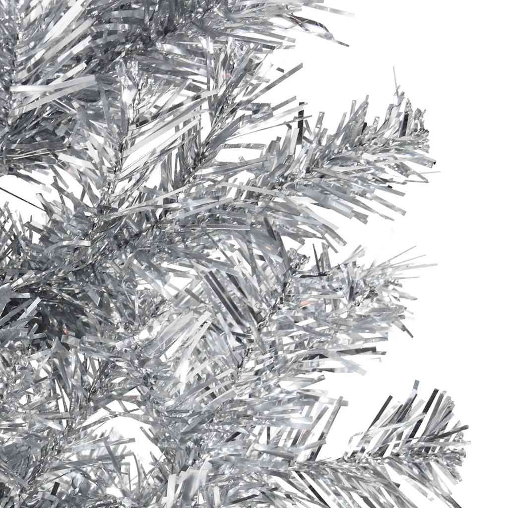 Artificial Half Christmas Tree Silver PVC, Steel Slim, 59.1 in tall