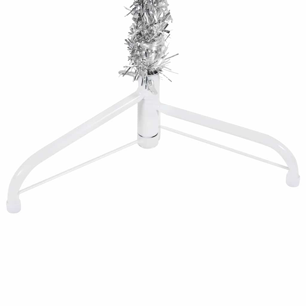 Artificial Half Christmas Tree Silver PVC, Steel Slim, 59.1 in tall