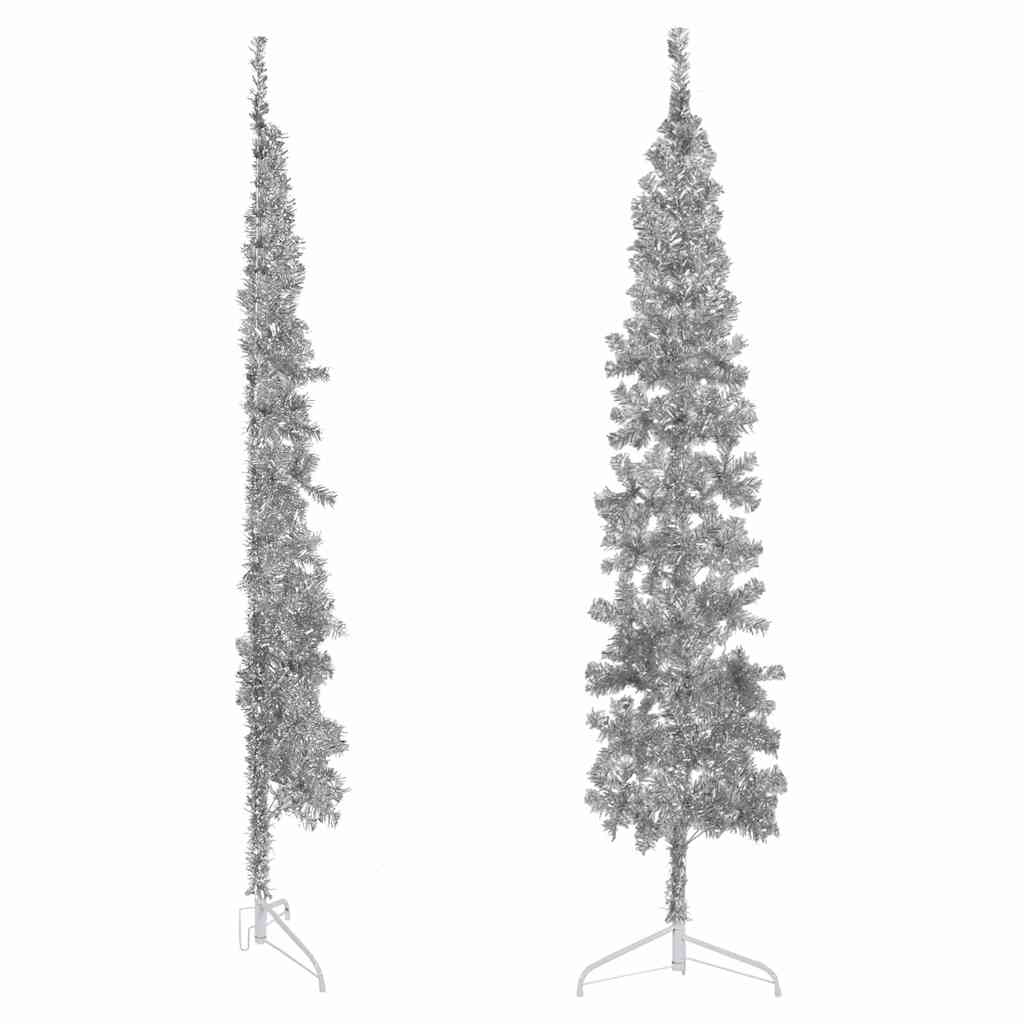 Artificial Half Christmas Tree Silver PVC, steel Slim