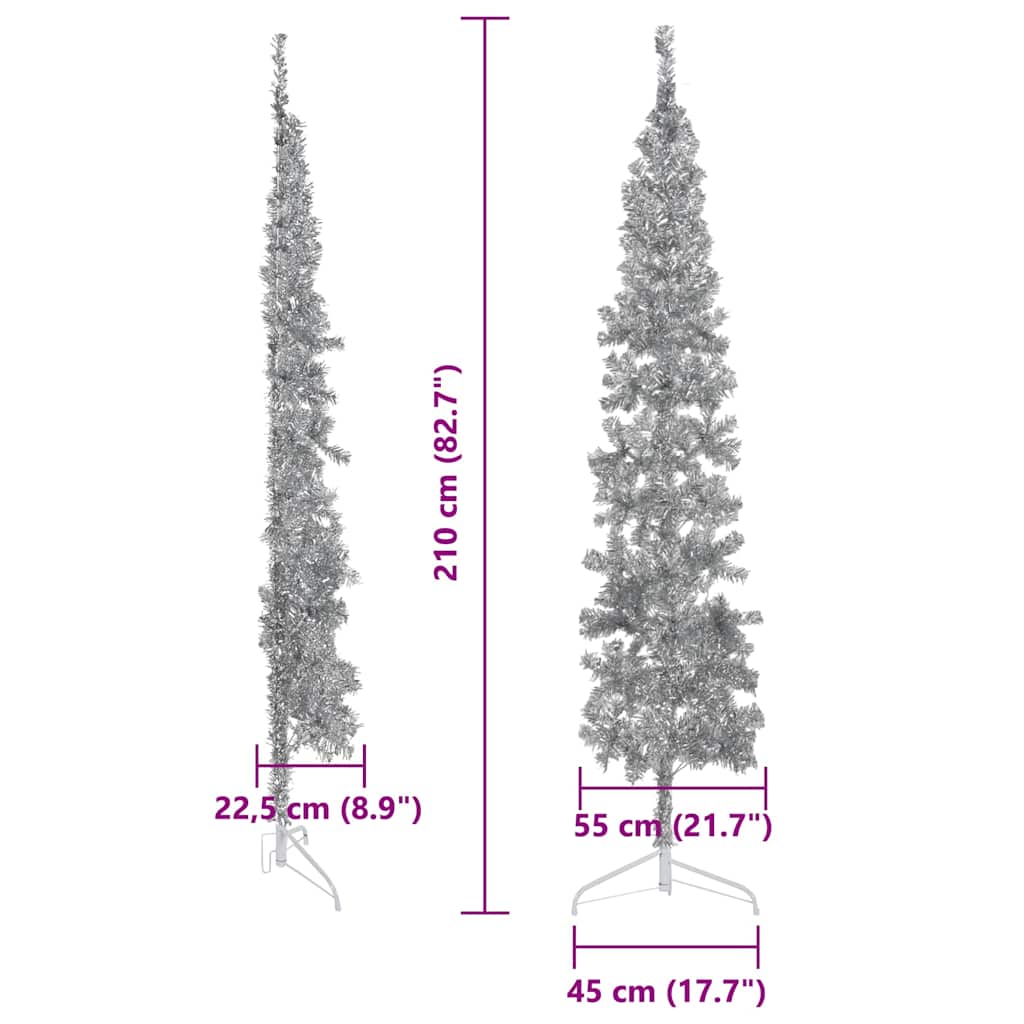 Artificial Half Christmas Tree Silver PVC, steel Slim