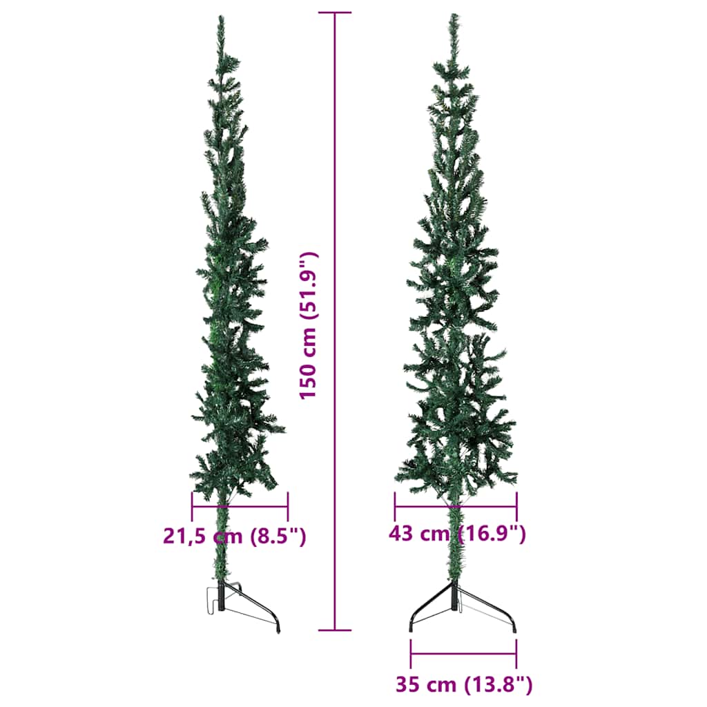 Artificial Half Christmas Tree Green PVC Slim Decorative Inlays