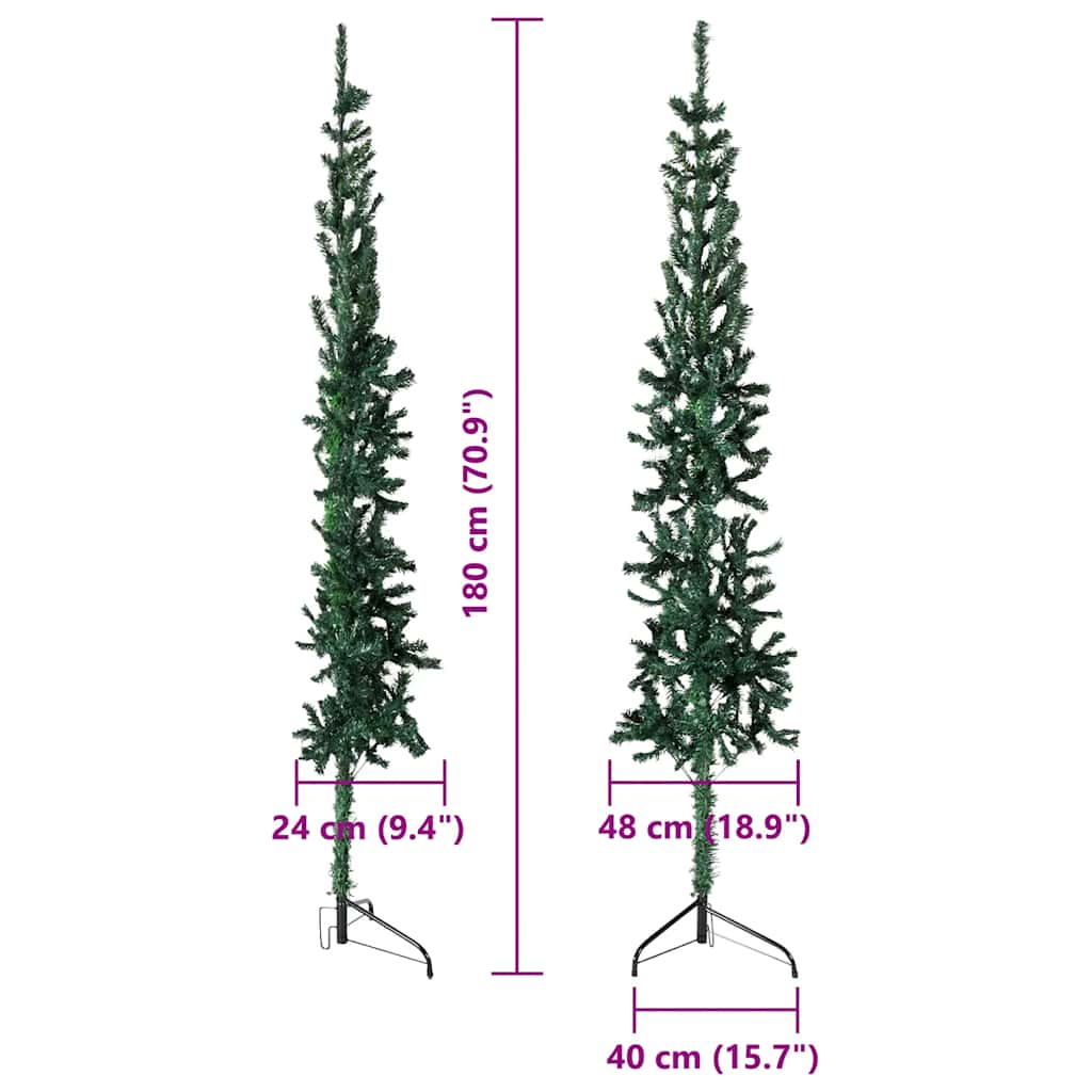 Artificial Half Christmas Tree Green PVC 70.9 in