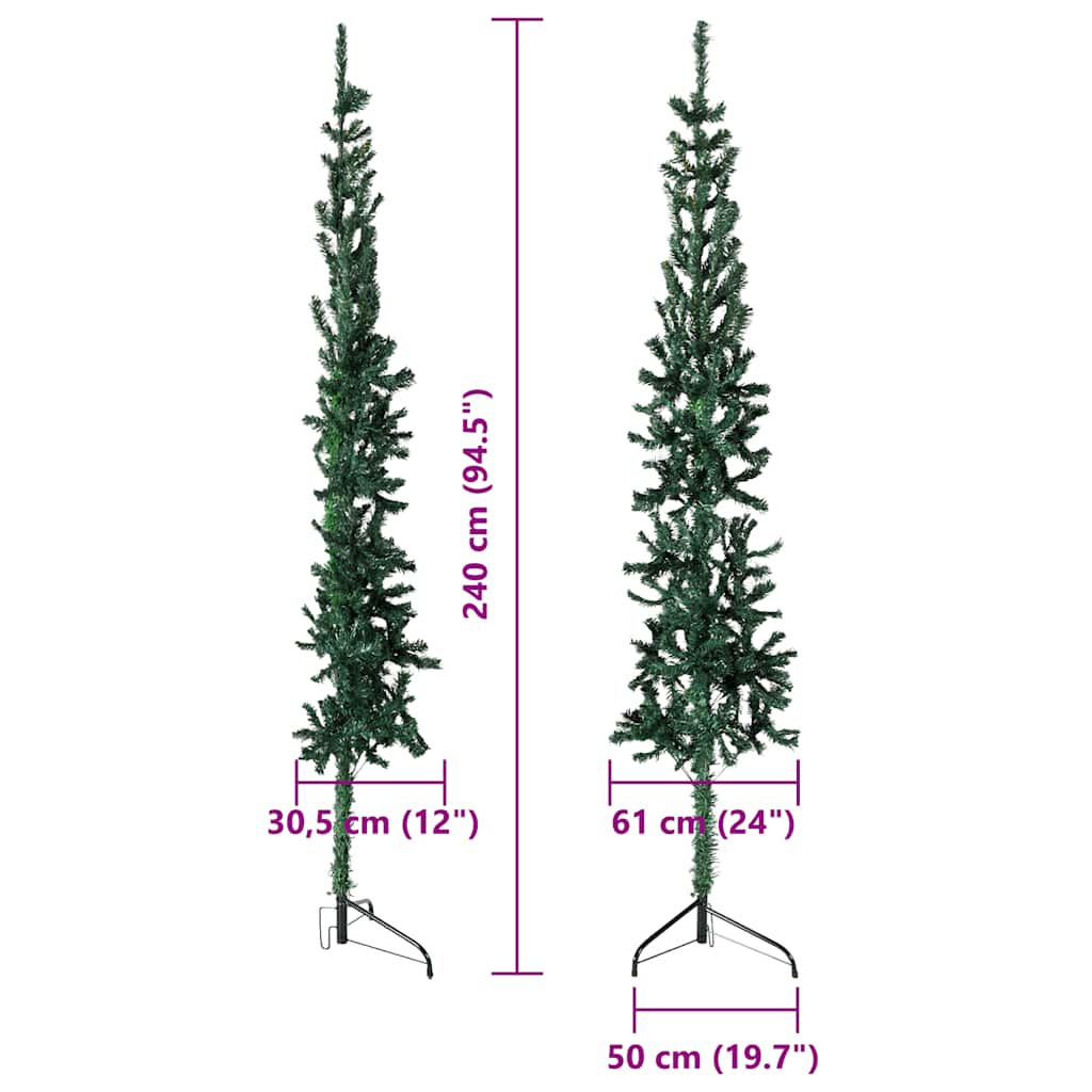 Artificial Half Christmas Tree Green PVC, Steel 94.5 in