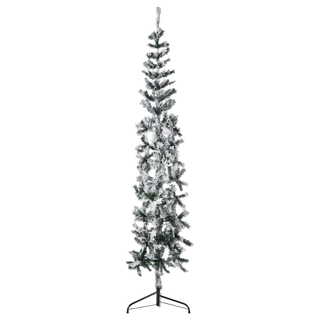 Artificial Half Christmas Tree Green and white PVC, steel