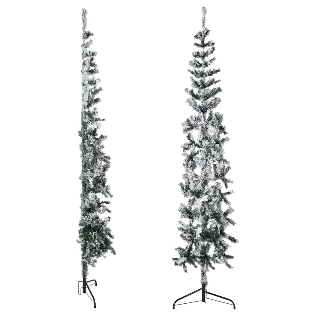 Artificial Half Christmas Tree Green and white PVC, steel