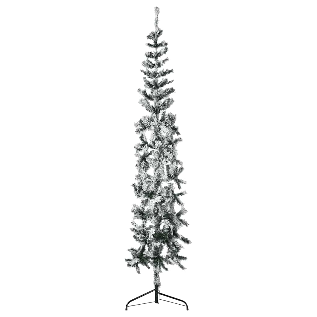 Artificial Half Christmas Tree Green and white PVC, Steel 94.5 in