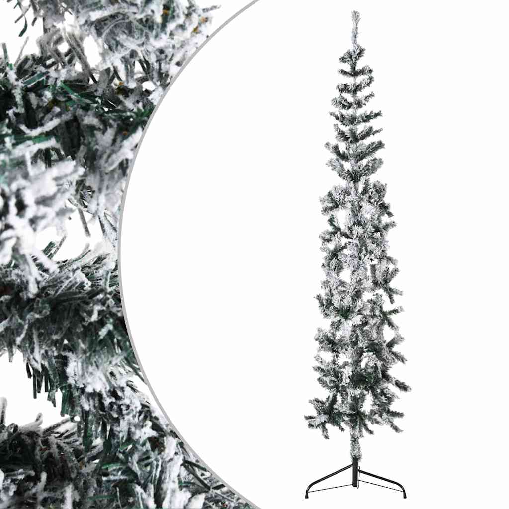 Artificial Half Christmas Tree Green and white PVC, Steel 94.5 in
