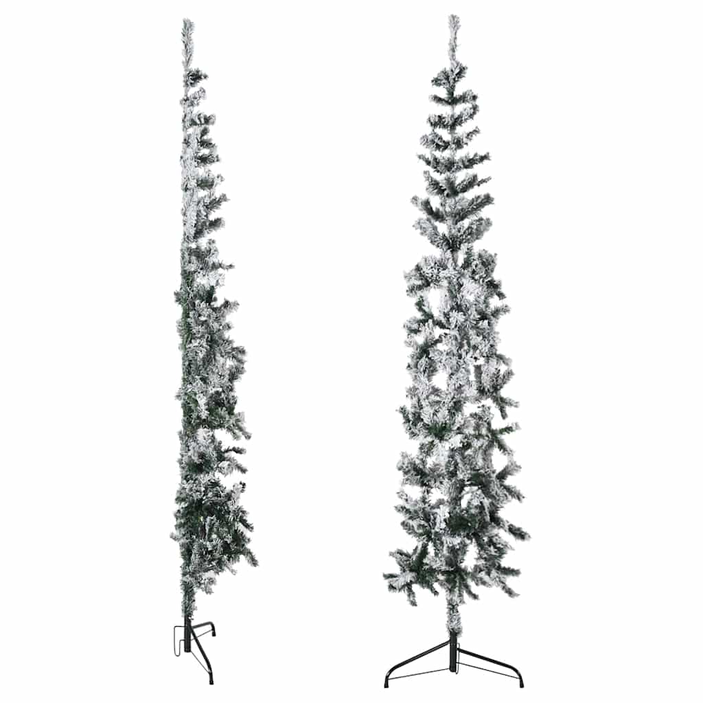 Artificial Half Christmas Tree Green and white PVC, Steel 94.5 in