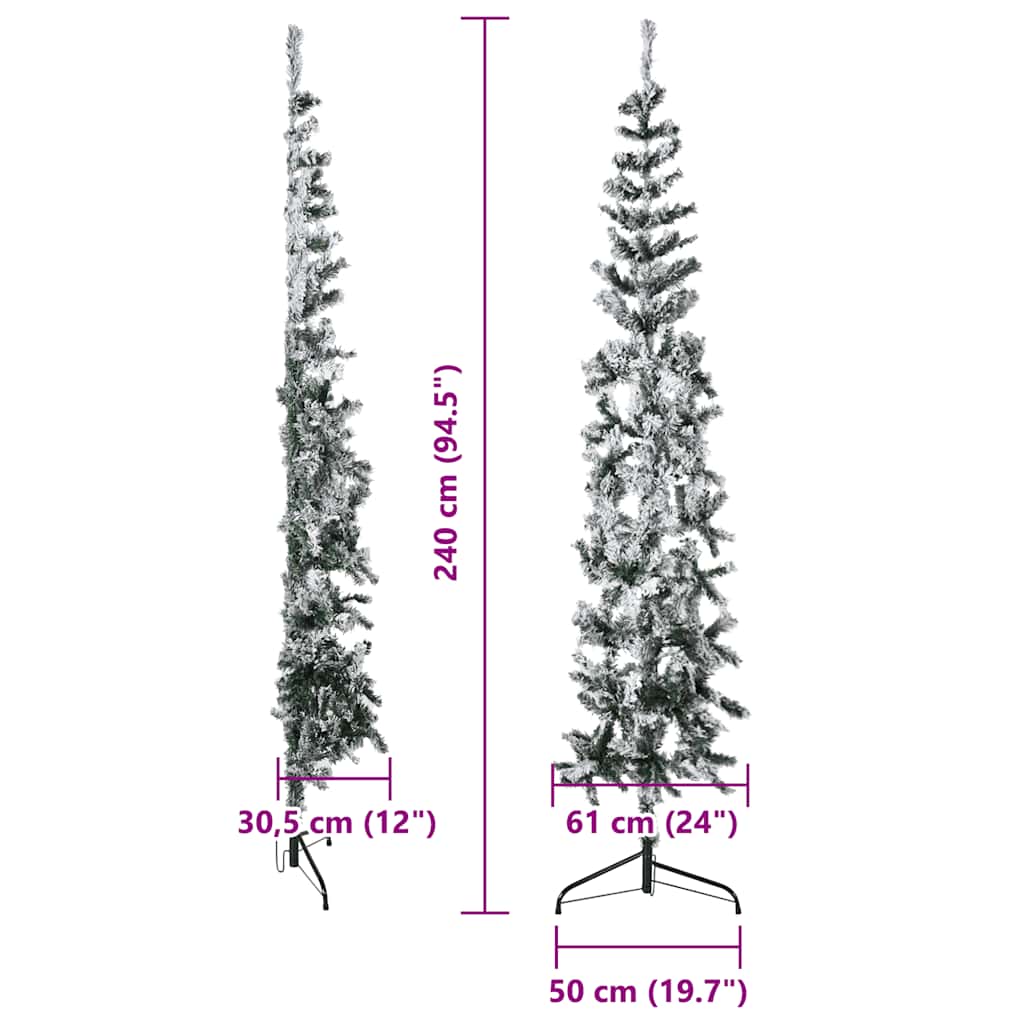 Artificial Half Christmas Tree Green and white PVC, Steel 94.5 in