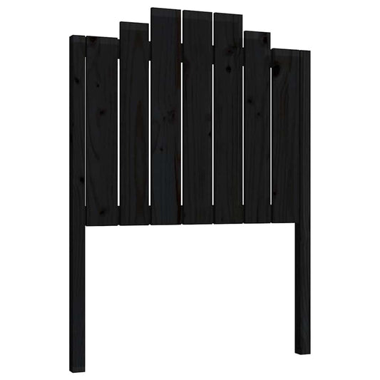 Bed Headboard Black 81x4x110 cm Solid Wood Pine