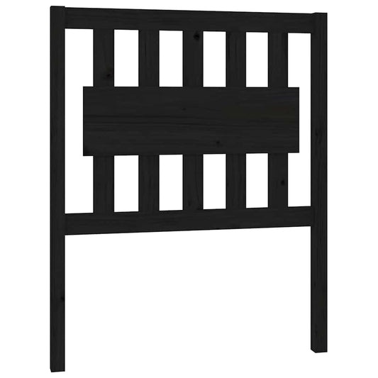 Bed Headboard Black 80.5x4x100 cm Solid Wood Pine