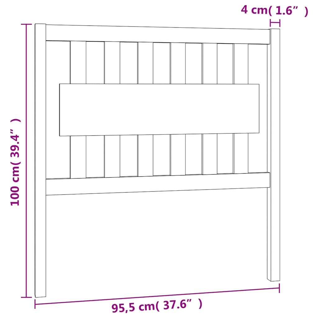 Bed Headboard | White | Solid pine wood | 95.5x4x100 cm