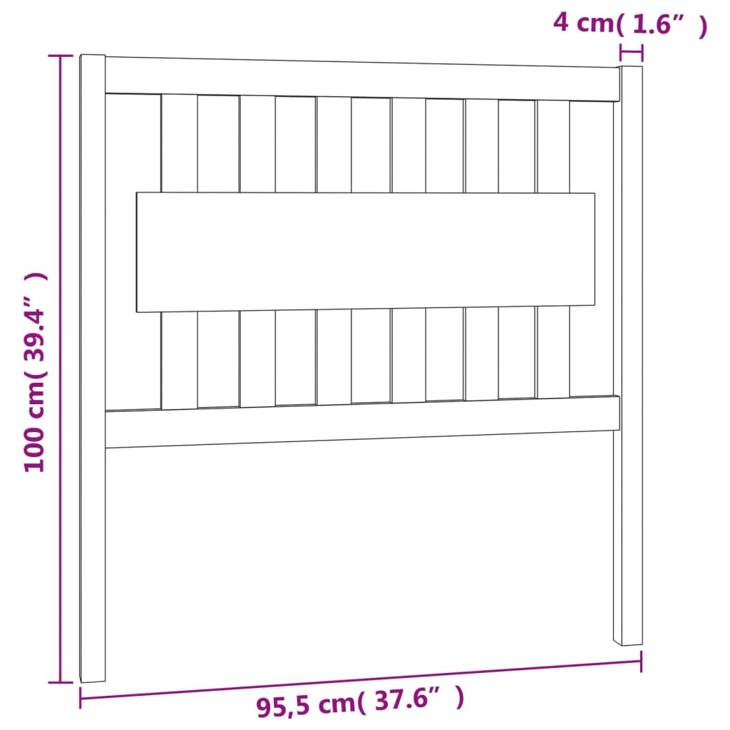 Bed Headboard | Grey | Solid pine wood | Single | Decorative Inlays