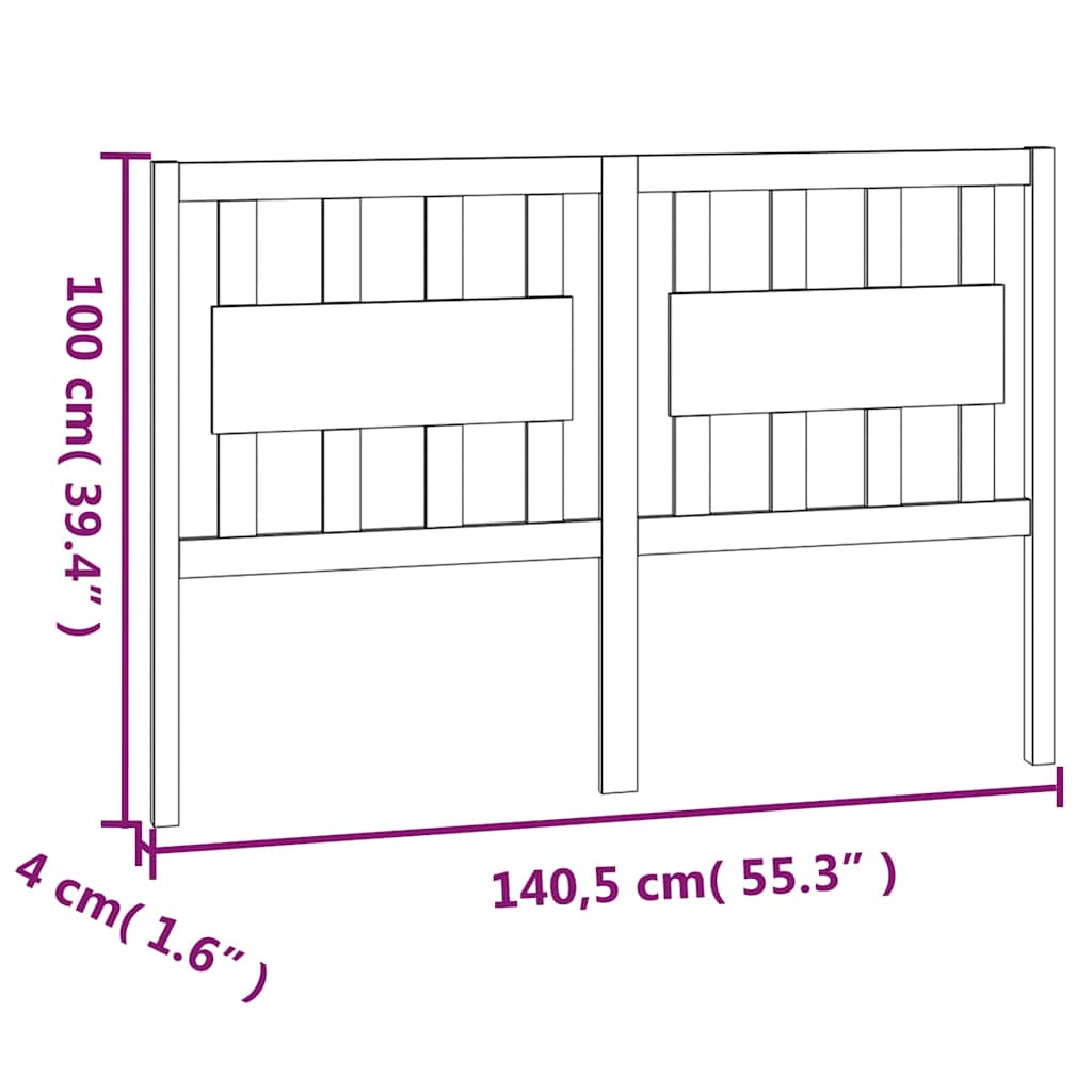 Bed Headboard White 140.5x4x100 cm Solid Wood Pine