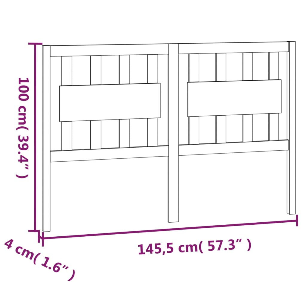 Bed Headboard Honey Brown 145.5x4x100 cm Solid Wood Pine