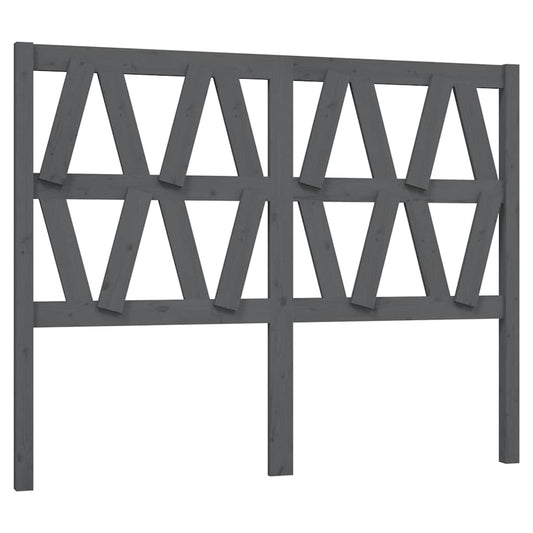 Bed Headboard Grey 146x4x100 cm Solid Wood Pine