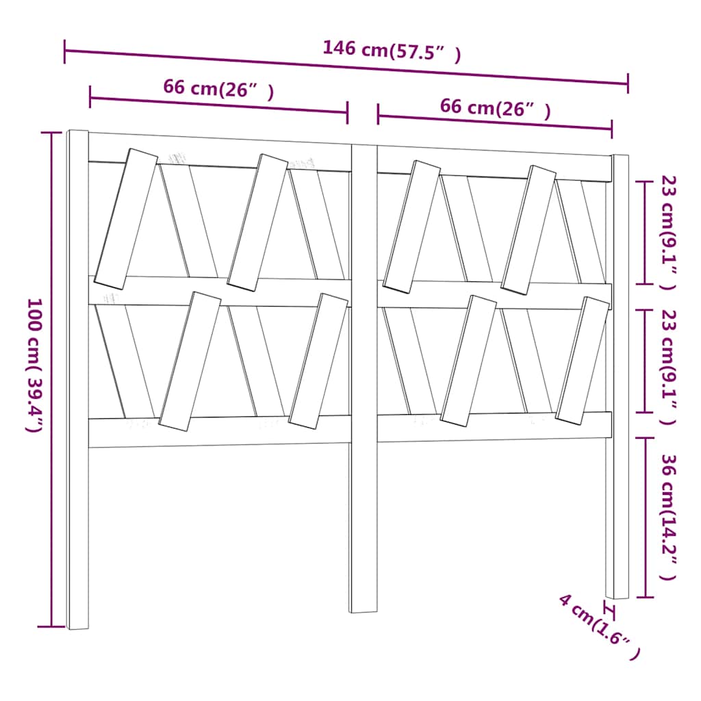 Bed Headboard | Grey | Solid pine wood | Bed Headboard | Rectangular