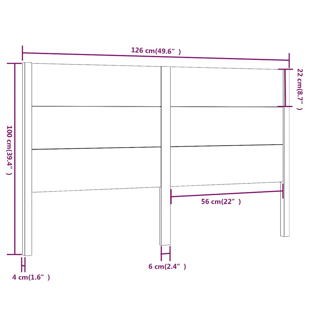 Headboard Honey Brown 126x4x100 cm Solid Wood Pine