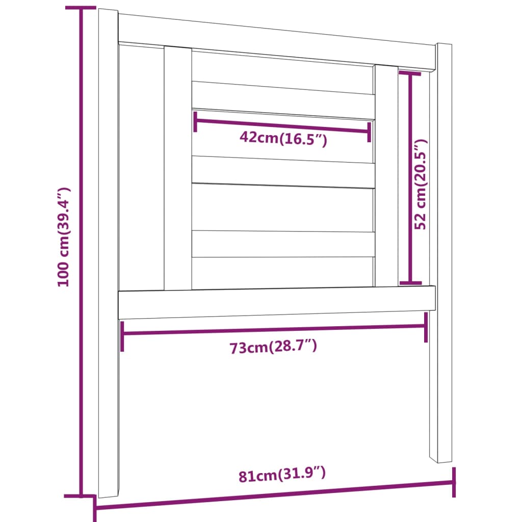 Headboard | White | Solid pine wood | 100 cm Height, 81 cm Width
