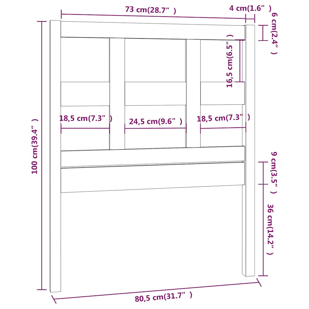 Bed Headboard | Grey | Solid Pine Wood | Bed Headboard | Rectangular