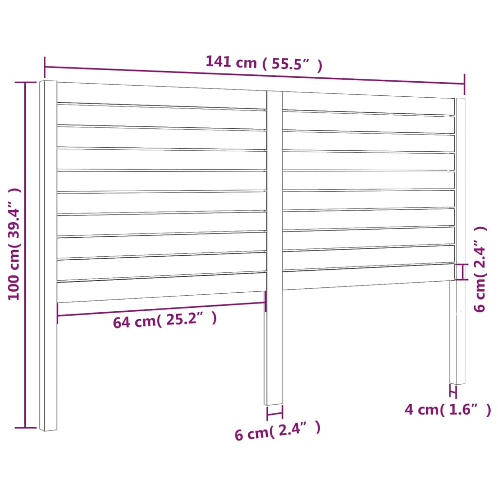 Bed Headboard 141x4x100 cm Solid Wood Pine