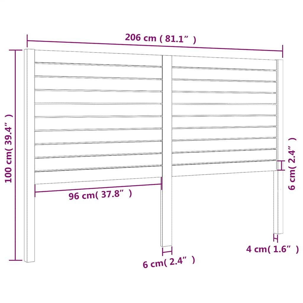 Bed Headboard | Natural Wood | Solid Pine Wood | 206x100 cm