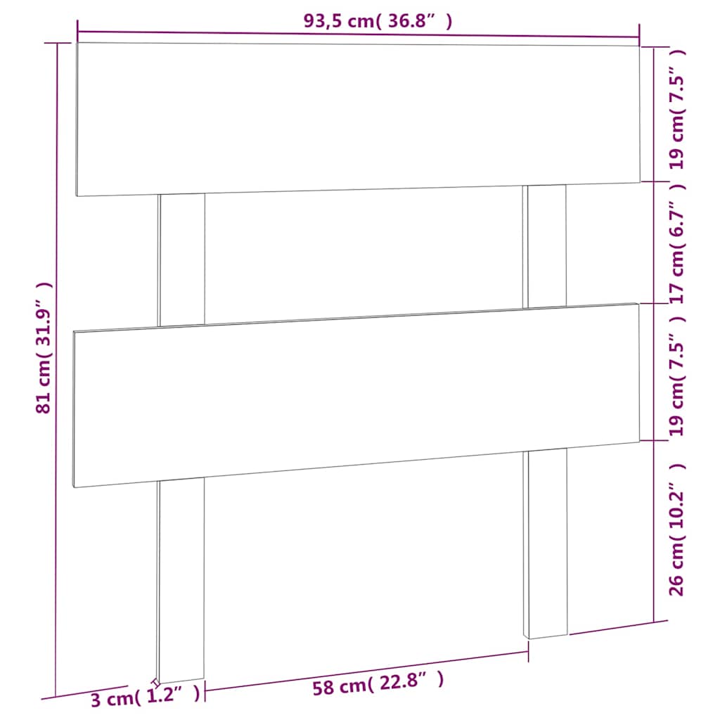 Bed Headboard | Grey | Solid pine wood | Standard | Decorative Inlays