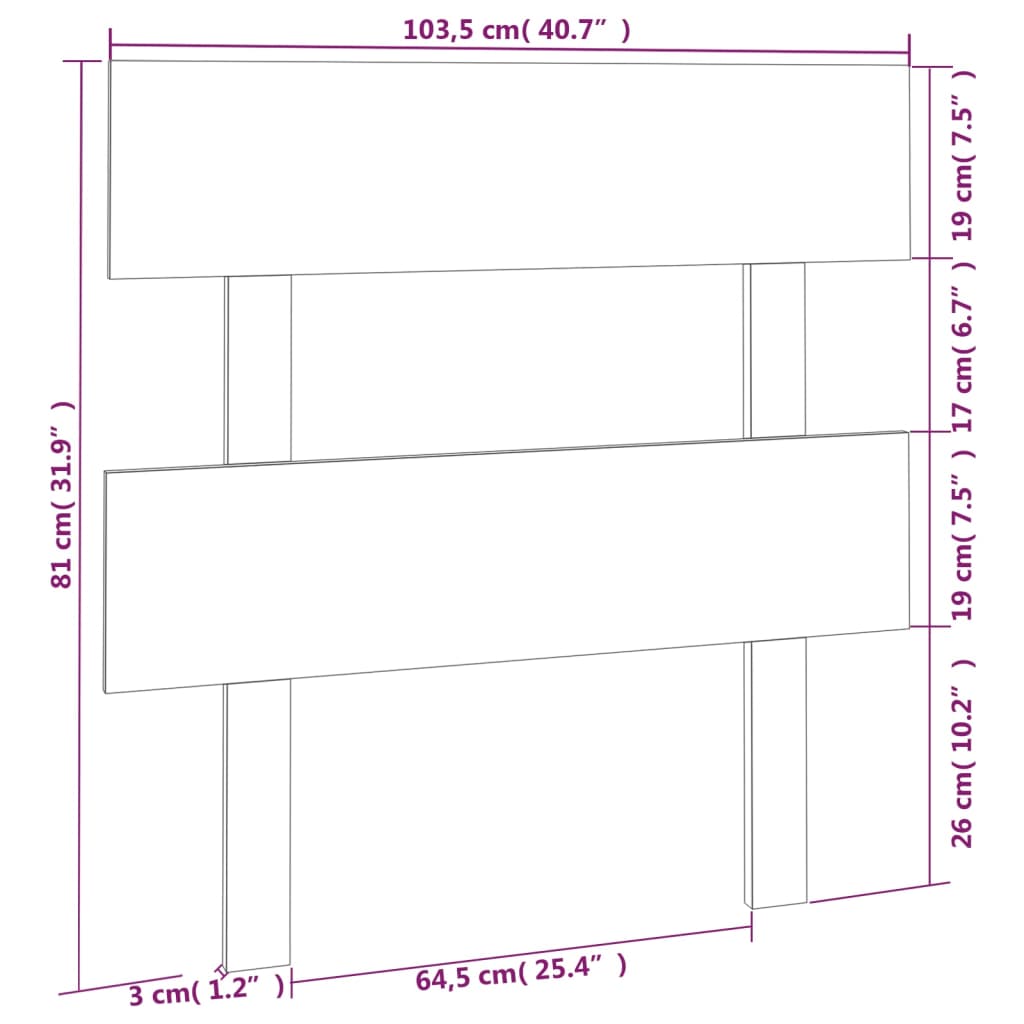 Bed Headboard White 103.5x3x81 cm Solid Wood Pine
