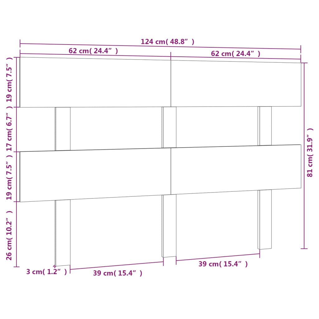 Bed Headboard | Grey | Solid Pine Wood | Standard Single or Double
