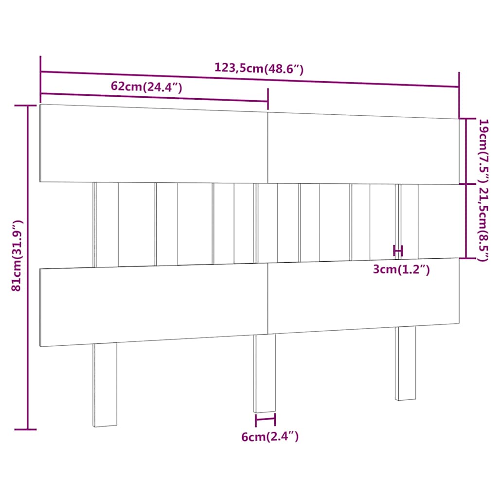 Bed Headboard | Honey brown | Solid pine wood | Standard | Durable