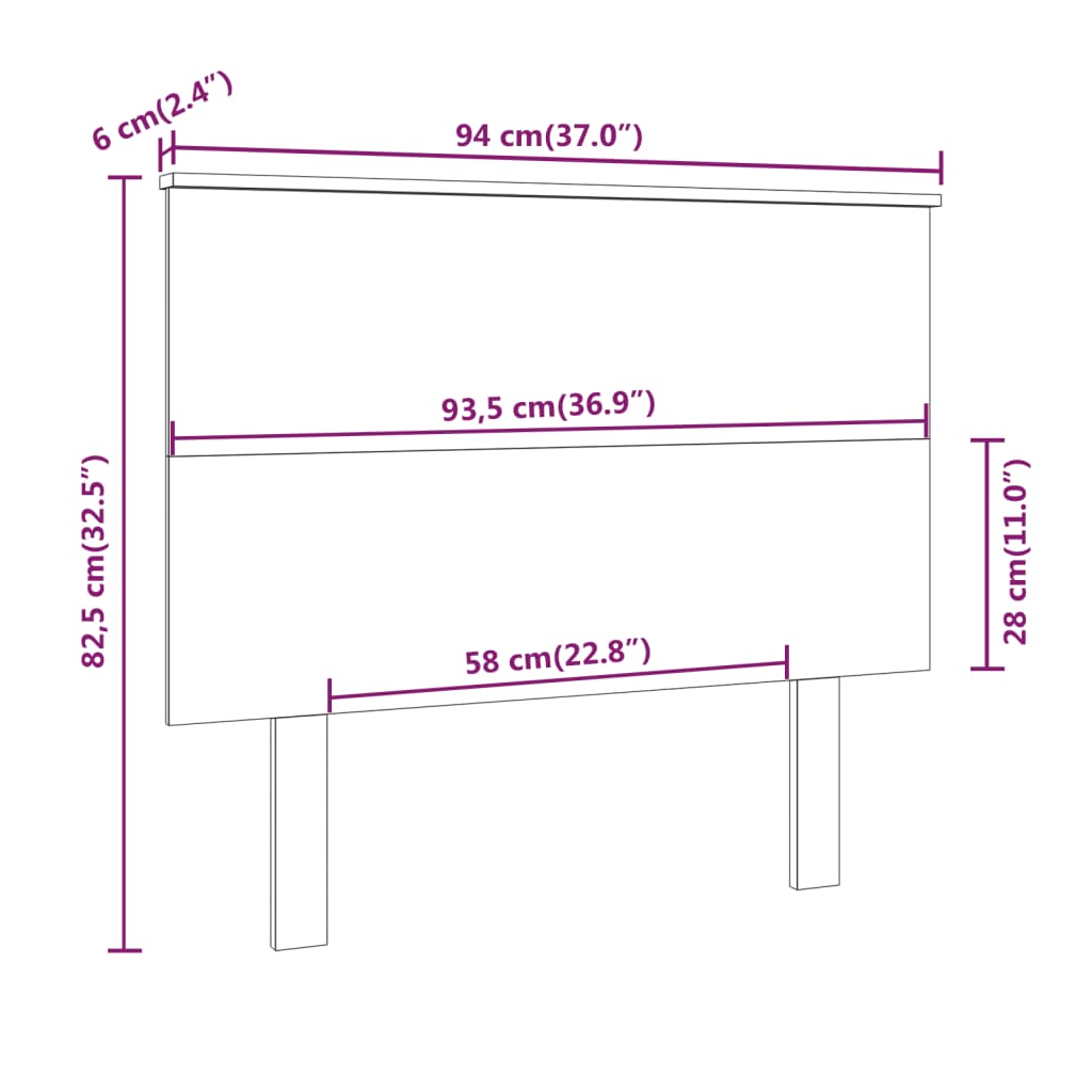 Bed Headboard | White | Solid Pine Wood | Standard | Decorative Inlays