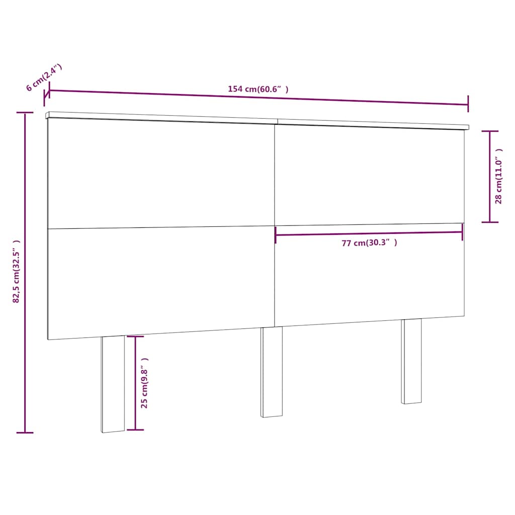 Bed Headboard 154x6x82.5 cm Solid Wood Pine