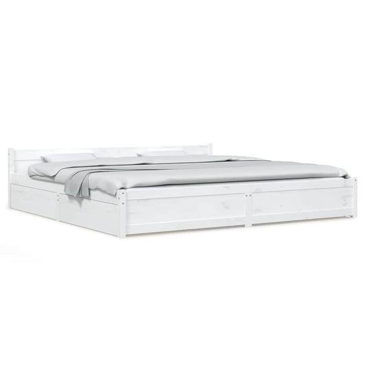 Bed Frame | White | Solid pine wood | Super King | Bed Frame