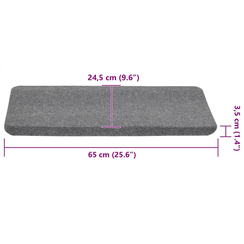 Stair Mats Self-adhesive 15 pcs 65x24.5x3.5 cm Grey
