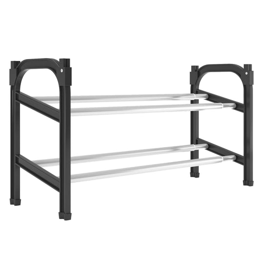 Shoe Rack | Black and Silver | Aluminium, Polystyrene, PE | Medium