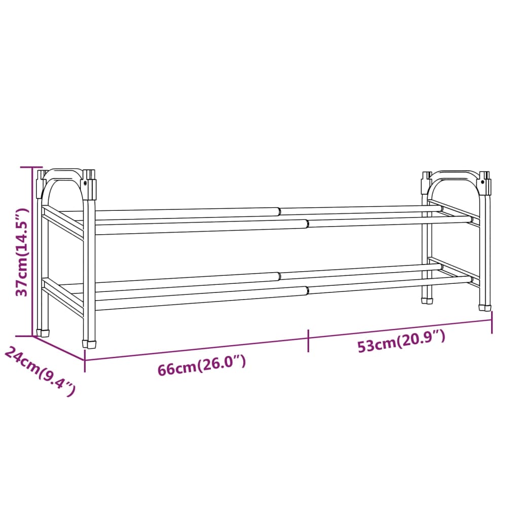 Shoe Rack | Black and Silver | Aluminium, Polystyrene, PE | Medium