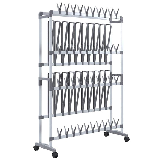 Shoe Rack | Silver | Aluminium, PS, PE | Medium | Rollable | Shoe Rack