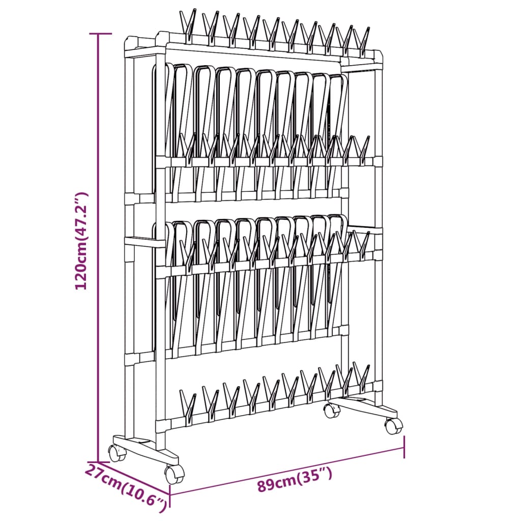Shoe Rack | Silver | Aluminium, PS, PE | Medium | Rollable | Shoe Rack