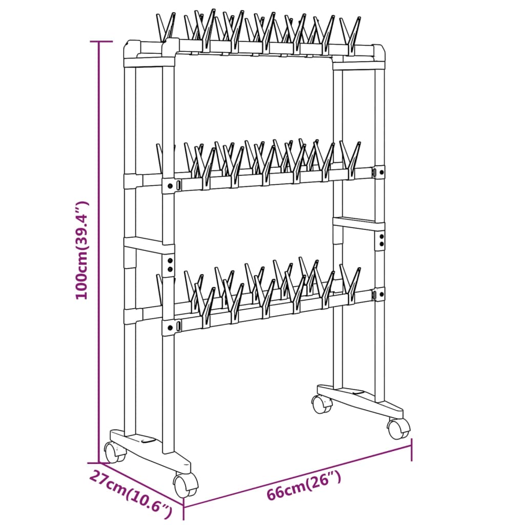 Shoe Rack | Silver | Aluminium, PS, PE | Medium | Rollable | Shoe Rack
