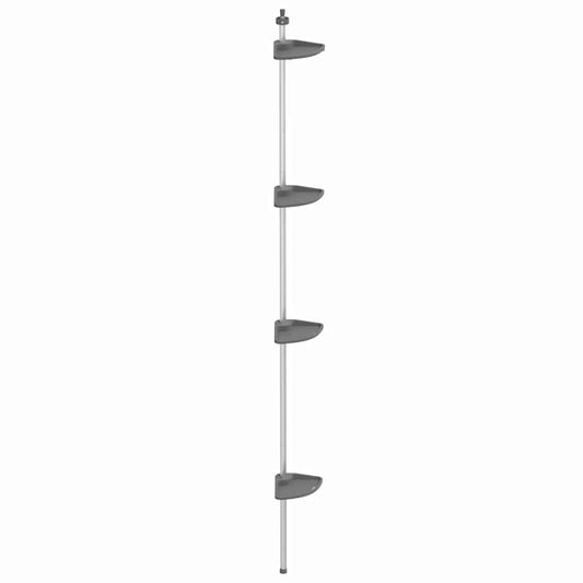 Shower Corner Shelf | Silver and Grey | Aluminium, PS, PA, TPE